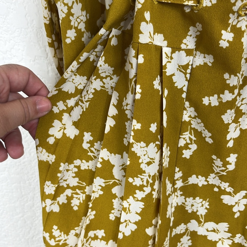 French Connection Bruna Light Mid Floral Midi Shirt Dress Yellow - Picture 7 of 15